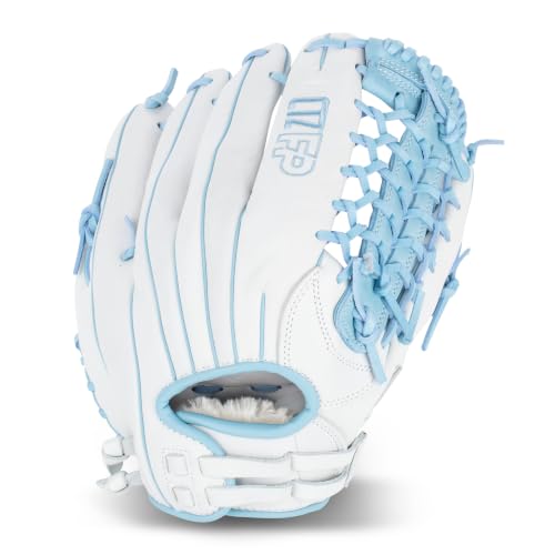 Franklin Sports CTZ FP Softball Glove - 12.5" Trapeze-Web - White + Blue | For Outfield Pop Flies, Narrow Fastpitch Fit, Full Grain Cowhide, Adjustable Closure, For Adult + Women's Play
