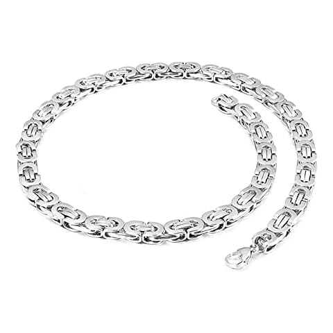 ANAZOZ 10MM Silver Byzantine Necklace for Men, Stainless Steel Men Chain Necklaces 20 Inch Cover