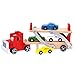 Produktbild Bino Holz-Autotransporter Holzspielzeug Spielzeug für Kinder ab 3 Jahre (9-Teilig, verstellbare Laderampe, 4 Spielzeugautos, abnehmbarer Anhänger, Maße: 37,5 x 8,5 x 13,5 cm), Bunt