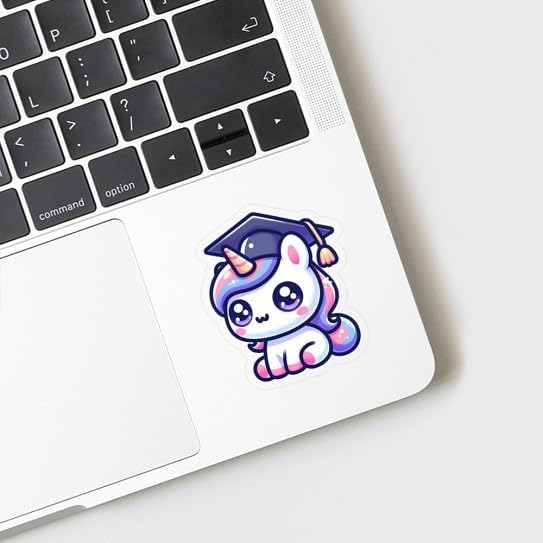CafePress Unicorn Graduate Cute School Small Die Cut Sticker, 3"x4" Clear