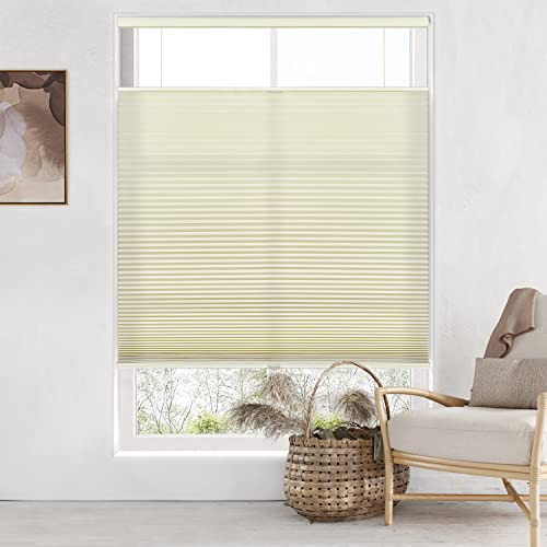 Lazblinds Top Down Bottom Up (Tdbu) Cordless Cellular Shades, Light Filtering Honeycomb Shades Pleated Polyester Blinds For Window Size 30" W X 64" H, Cream #TOP1