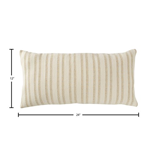 Amazon Brand – Stone & Beam French Laundry Stripe Decorative Throw Pillow, 12" x 24", Tan