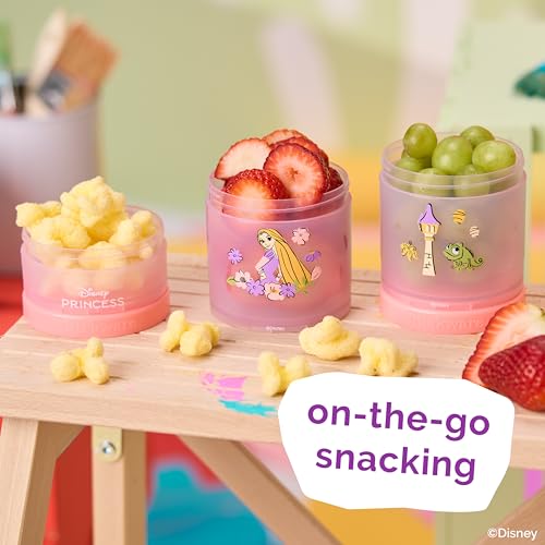 Image of (Rapunzel) DiSNEY PRINCESS Whiskware Stackable Snack Pack - 3 Jar + Handle - White /Pink /Purple