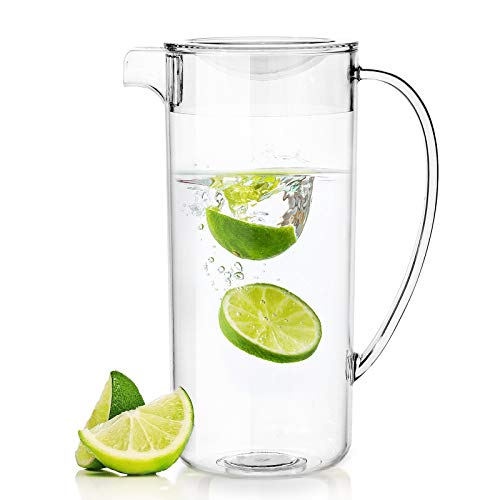 Youngever 2 Quarts Plastic Pitcher With Lid, Clear Plastic Pitcher Great for Iced Tea, Sangria, Lemonade by Youngever - Used condition - US$17.84