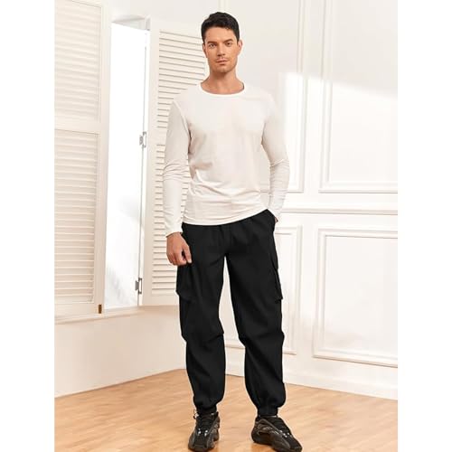 Baggy Cargo Pants Parachute Pants for Men Loose Fit Casual Joggers with Pockets Streetwear Hip Hop Drawstring Pants4