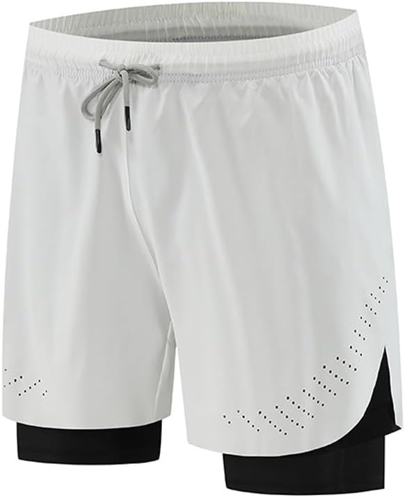 Mens 2 in 1 Athletic Running Shorts, Workout Gym Athletic Shorts for Men Quick Dry Shorts with Pockets