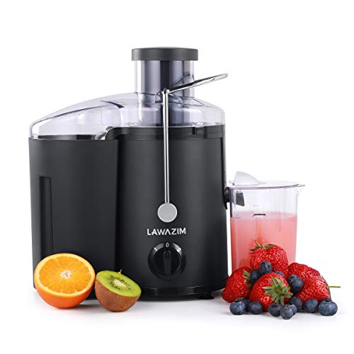 Lawazim Fruit Power Juicer Machine 500W Wide Feed Tupe Juice Extractor for Whole Fruit and Vegetable, Stainless Steel Finish, Dual Speed - Black