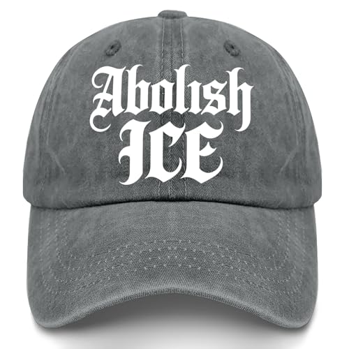 Abolish ICES No Human is Illegal Hats for Womens Cool Washed Distressed Light Grey