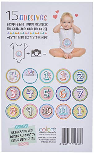Adesivos Mesversário Bebê Colore, Coloré, Colorido, Tamanho único