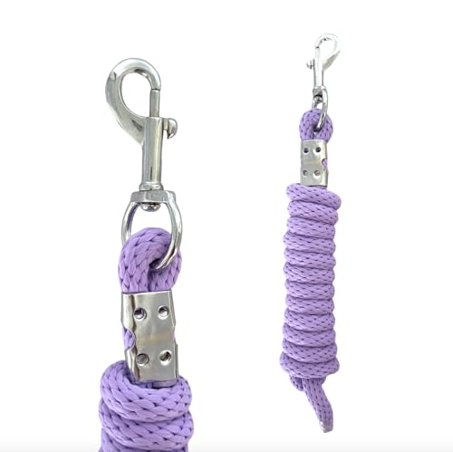 Halfter Führstrick Set mit Karabinerhaken verstellbar Pferdehalfter Pferd Holzpferd Anbindestrick (Karabinerhaken Lavender, Mini Shetty)