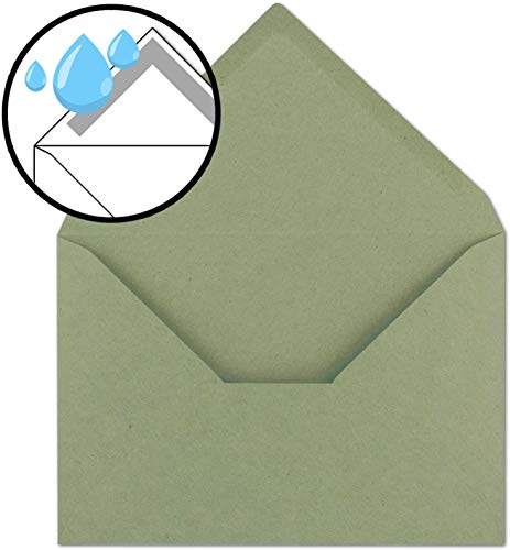 25x Vintage Brief-Umschläge DIN C5 Kraftpapier 120 g/m² - 157 x 225 mm - grün Recycling - Nassklebung Spitzklappe - UmWelt by GUSTAV NEUSER