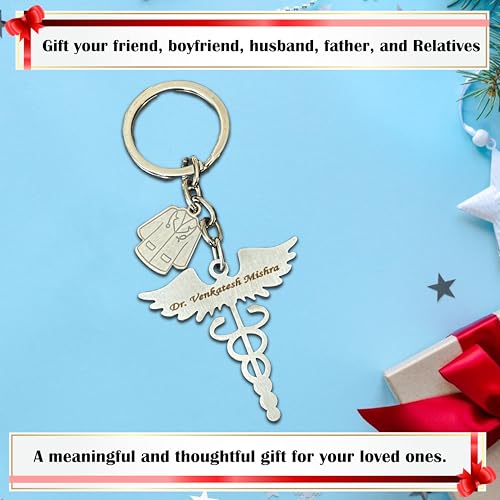 Image of SAVRI Personalized Keychain with Customized Name Engraving | Stainless Steel Round Professional Keychain