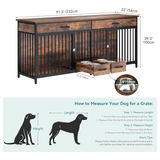 Stylish Double Dog Crate with Feeder