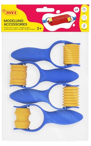 Jovi - Rouleaux pour Modeler différentes Textures, 4 unités, Idéal pour façonner Vos créations avec de l'argile, de la Boue ou de la pâte à Modeler,...