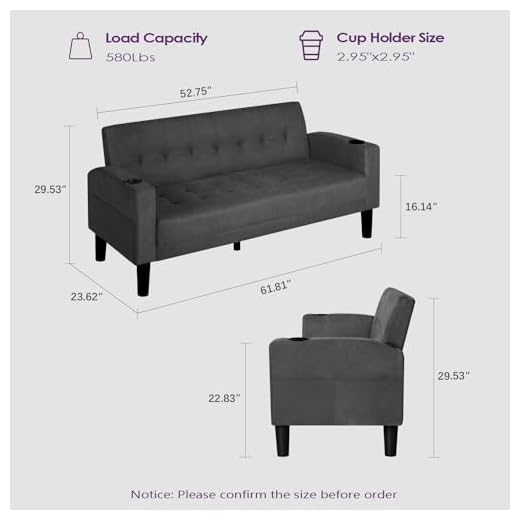 TYBOATLE Dark Grey Mid-Century Sofa Set