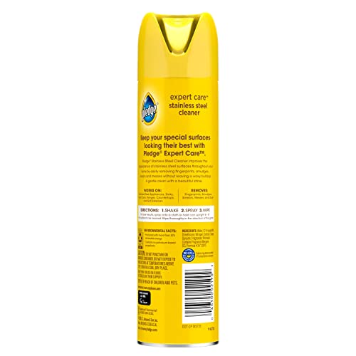 Pledge Expert Care Stainless Steel Polish, Fridge Spray, Lemon Scent, 9.7oz - Thumbnail 2