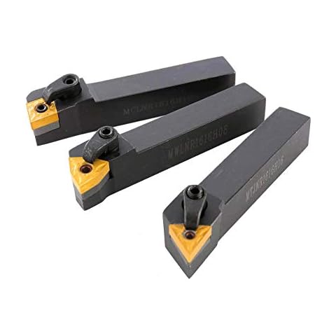 IRONWALLS 3pcs 5/8'' CNC Lathe Excircle Indexable Carbide Turning Tool Holder Bit Set MTJNR1616H16+MWLNR1616H08+MCLNR1616H12 with wnmg431 cnmg431 tnmg331 Turning Inserts Cover