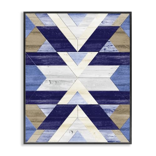 Blue Rustic Aztec Pattern, 16 x 20 Inch Framed Giclée Print