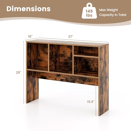 Image of Tangkula Desktop Bookshelf, Countertop Storage Hutch with 4 Shelves for Computer Desk, Desk 2-Tier Display Rack, Multipurpose Wood Desktop Hutch Storage Organizer for Dorm Office Home