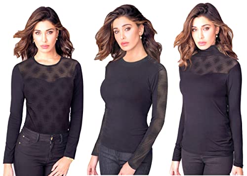 JADEA sotto Giacca Donna Maglia Maniche Lunghe Colore Nero in Tre Modelli (4292, XL)
