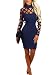 Wuxh Women's Sexy Long Sleeve Hollow Out Cocktail Clubwear Party Mini Bandage Bodycon Dress (X-Large, Navy Blue)
