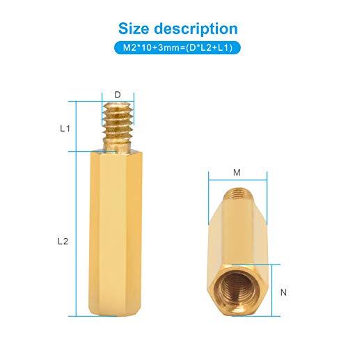 XTVTX 300 Stück M2 Gewinde Messing Sechskant Abstandshalter Edelstahl männlich-weiblich Schraubenmutter-Sortimentssatz Pillar Standoff Spacer für Motherboard