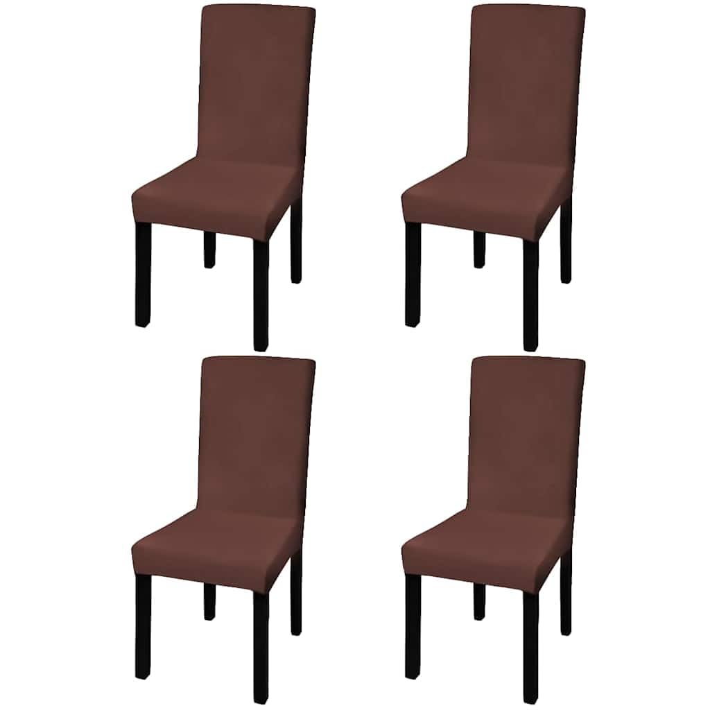 Juego de 4 fundas elásticas para sillas de poliéster con elastano, elásticas, color marrón, aptas para sillas de hasta 55 cm de altura, lavables, antideslizantes, ideales para comedor, jardín