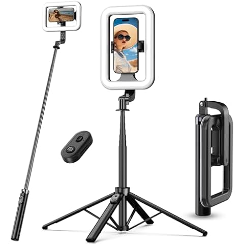 M MYBAT PRO Selfie Ring Light with 72" Tripod Stand - Extendable Selfie Stick with Light for Phone, Live Streaming, Makeup, Travel, Gaming, Video, Includes Phone Holder& USB-C Powered Cover