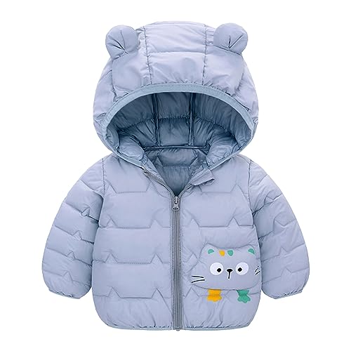Toddler Kids Girls Boys Cute Cartoon Hoodie Down Jacket Long Sleeve Windproof Coats Zipper Warm Outerwear for 6M~5T