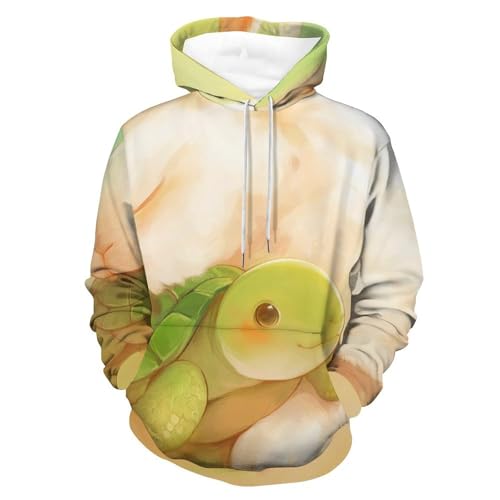 Sweat à capuche lapin tortue pour homme et femme, hoodie à manches longues confortable taille S