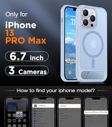 Image of Magnetic Compatible with iPhone 13 Pro Max Case, [Built-in Invisible Kickstand][Compatible with MagSafe] [Military Grade Shockproof] Slim Translucent Matte Phone Case for iPhone 13 Pro Max 6.7 inch