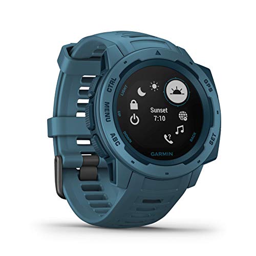 Image of Garmin Instinct, Rugged Outdoor Watch with GPS, Features GLONASS and Galileo, Heart Rate Monitoring and 3-axis Compass, Lakeside Blue