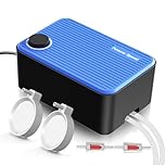 Forever Speed Aquarium Air Pump Ultra Quiet <40dB, 5.5W Infinite Adjustable Silent Aquarium Air Pump for Fish Tank Oxygen Pump Set with 2 outlet up to 400L, 240 L/H