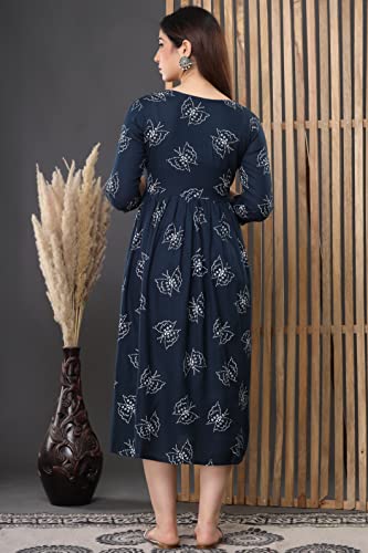 Image of Vinny's Creation Women's Cotton Maternity Kurti | Floral Printed Feeding Kurta with Hidden Zipper | Stylish Pregnancy Gown & Nursing Dress for Womens