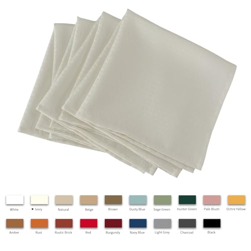 Image of maxmill Cloth Napkins 20 x 20 Inch Weaved Texture Pattern Soft Comfortable and Luxury Serviette for Restaurant Family Dinners Weddings Parties and Banquets Set of 4 Pieces, Ivory