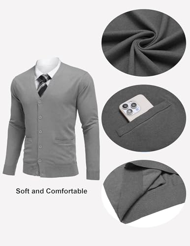 Coofandy Mens Cardigan Sweaters Long Sleeve V Neck Cardigans Lightweight Knitted Button Down Sweaters With Pockets Gray thumb #5