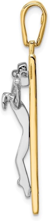 Diamond2Deal 14K Rhodium Plated Yellow Gold Two-Tone Religious Crucifix Cross Pendant (L- 44 mm W- 25 mm)