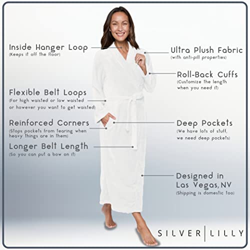 Womens Plush Fleece Bath Robe, Fluffy Long Bathrobe, Great Gift For Mom, Grandma, Daughter, Sister, Wife, Friend #TOP4