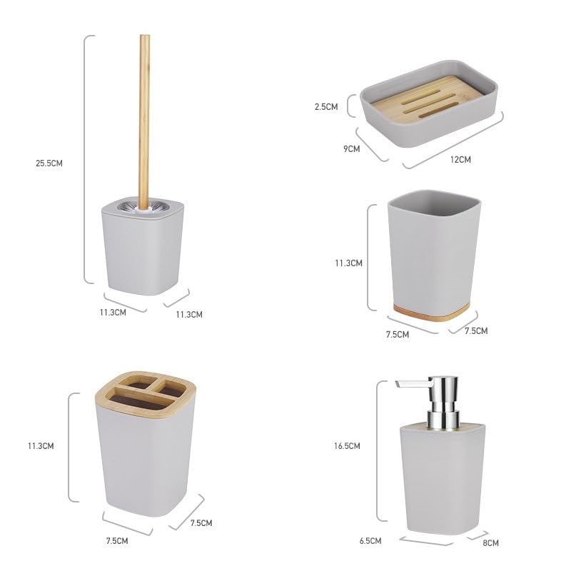 Caja de jabón y kit de accesorios de baño con acabado sofisticado plata 6