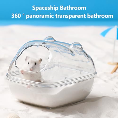 ZYETGH Hamster Sandbad, Hamster Badezimmer mit Leiter und Schaufel Hamster Toilette Transparent Sandbad Badewanne für Hamster Meerschweinchen Mäuse Gerbils (L 16 * 11 * 11CM)