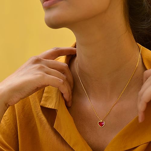 Red Heart Necklace for Women, Black Tourmaline Necklace as as Christmas Gifts Carnelian Necklaces as Everyday Jewelry Moonstone Crystal Pendant Birthday Gifts for Her2