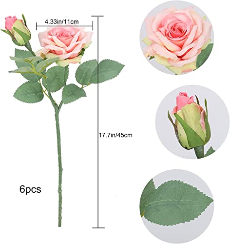 KOSHIFU-6-Pezzi-Fiori-Finti-da-Esterno-Interno-Pink-Rosa-Piante-Artificiali-Bouquet-Decorazioni-Fiori-di-Seta-Composizioni-per-Vaso-Balcone-Cimitero-Matrimonio-Centrotavola-Giardino-Ufficio