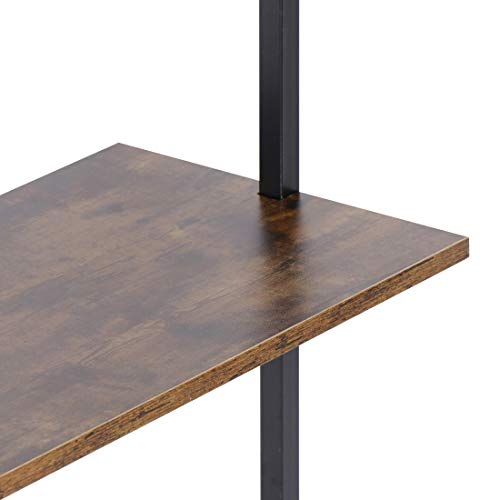 Zenstyle 4-Shelf Bookcase, Industrial Floating Shelves Wall Mount With Mdf Wood And Black Metal Frame, Nutmeg/Black #TOP6