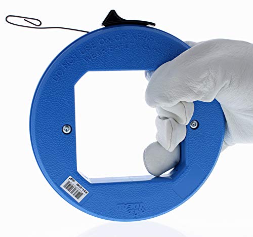 IDEAL Electrical 31-012 Blued Steel Fish Tape – 25 ft. Blued Steel Fish Tape w/ Formed Hook & Thumb-Winder Case, 1600 lb. Strength