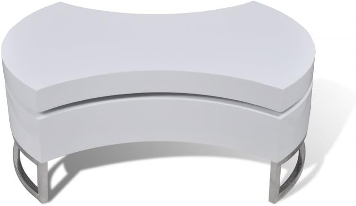 vidaXL Coffee Table Shape-Adjustable High Gloss White Side End Storage Table
