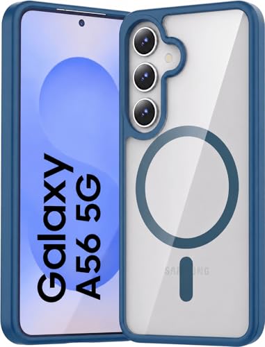 Image of ArmourPro MagSafe Compatible Case for Samsung Galaxy A56, Magnetic Wireless Charging Back Cover with Clear Back, Flexible TPU Bumper, Camera Protection | Blue