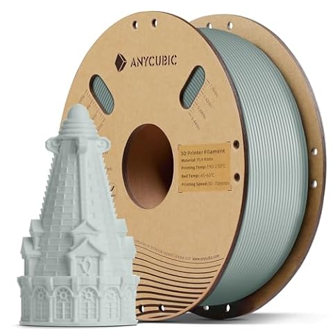 ANYCUBIC Matte PLA Filament 1.75mm, PLA Matte for 3D Printing Materials,1kg Spool (2.2lbs), Dimensional Accuracy +/- 0.02 mm, Grey