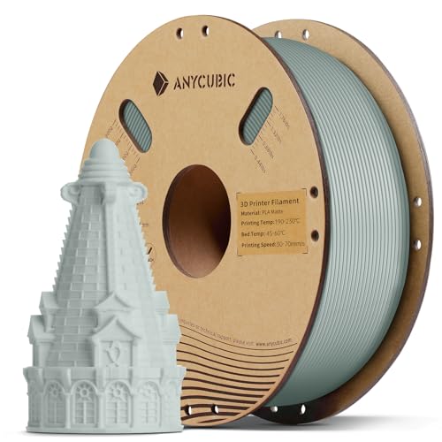 ANYCUBIC Matte PLA Filament 1.75mm, PLA Matte for 3D Printing Materials,1kg Spool (2.2lbs), Dimensional Accuracy +/- 0.02 mm, Grey