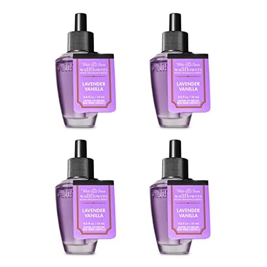 Bath & Body Works Lavender Vanilla Wallflower - Four (4) Refill Bulbs - Odor Eliminating with Fresh Source