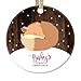 Fox Baby's First Christmas Ornament 2016, Baby Fox 1st Christmas Porcelain Ornament, Woodland Animal 3" Flat Circle Christmas Ornament with Glossy Glaze, Red Ribbon & Free Gift Box | Joseph